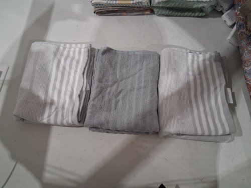 3PK MIKASA KITCHEN TOWELS - 17" X 28" - GREY/STRIPED (MODEL: 3400550) image 2