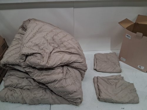 3pc Andency boho Tufted comforter with pillowcases - cal king - beige image 3