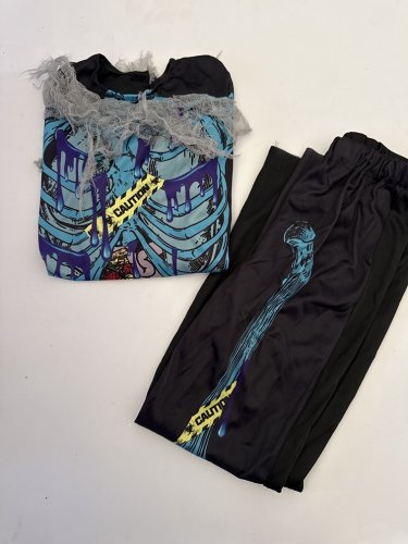 2PC BOYS PARTYHOLIC SKELEZOMBIE COSTUME - LARGE (10-12) - BLACK/BLUE (STYLE: 13164) image 2