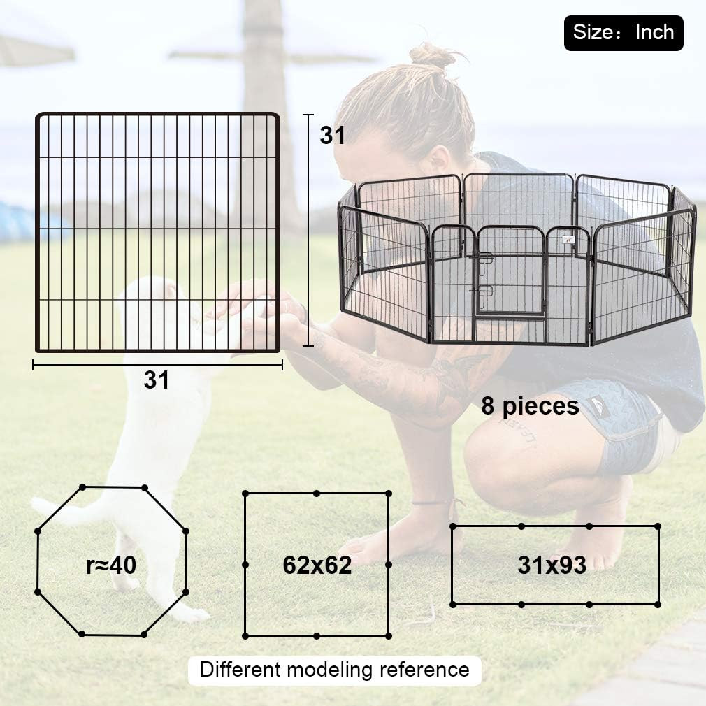 BESTPET HEAVY DUTY PET PLAYPEN WITH DOOR - 8 PANELS - 32" - BLACK (MODEL: HP3232-8-BLACK) image 2