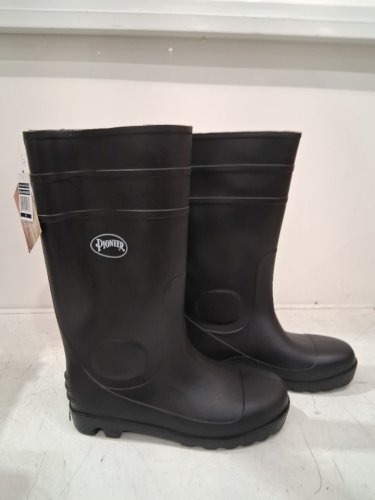 unisex PIONEER HEAVY DUTY PLAIN TOE PVC WORK BOOTS - men's SIZE 9 / women's size 11 - BLACK (MODEL: V4710170-11) image 2