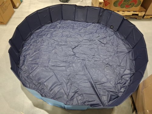 foldable collapsible hard plastic multi-purpose kiddie & dog/pet pool - 92" x 16" (5XL) - blue image 2