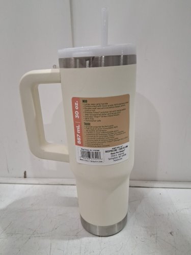 Bass Pro Shops Mug with Slider Lid and Straw -30oz - cream image 3