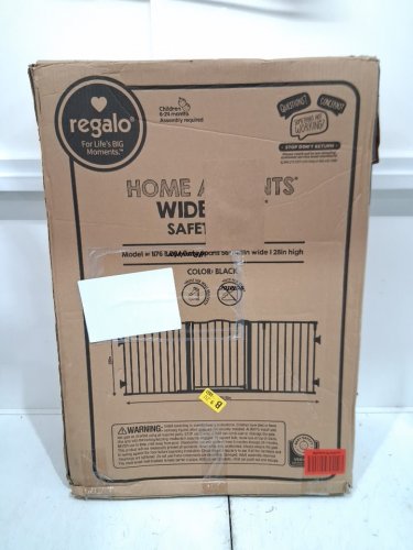 REGALO HOME ACCENTS WIDESPAN BABY GATE - 28" TALL, FITS OPENINGS 56" TO 74.5" - BLACK (MODEL: 1176BDS) image 2