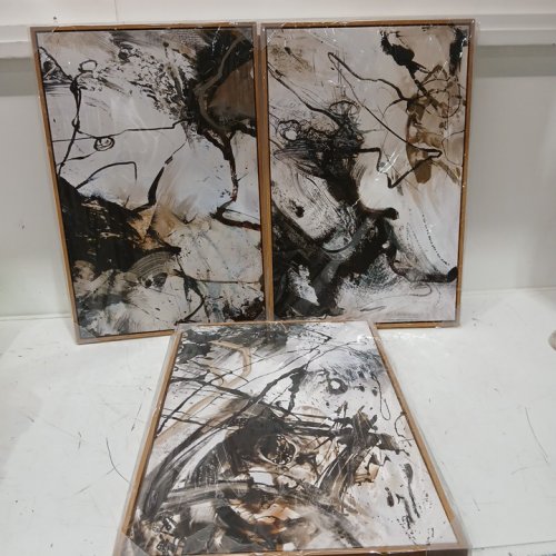 3PK FRAMED modern abstract fine art - 16" x 24" - black/white image 3