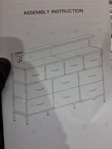 SNHOMEE 10-drawer metal and fabric LED Dresser with charging station and wood top - 55" - white  (MODEL: 55scdrh31) image 5