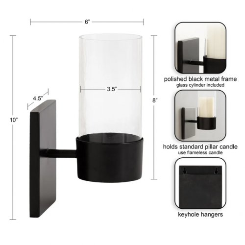 Zabler Metal Wall Sconce - 10" - black/clear image 2