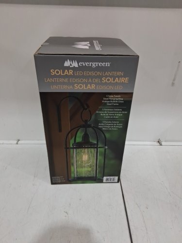 evergreen Edison Solar Led Lantern - 16" - black (model: 1514590 ) image 2