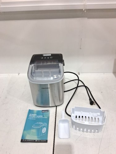 EUHOMY Countertop Ice Maker Machine with Handle, Basket and Scoop - MAKES 26LBS Per Day - stainless steel - (MODEL: IM001-BSI-CAEH / im-06s) image 3
