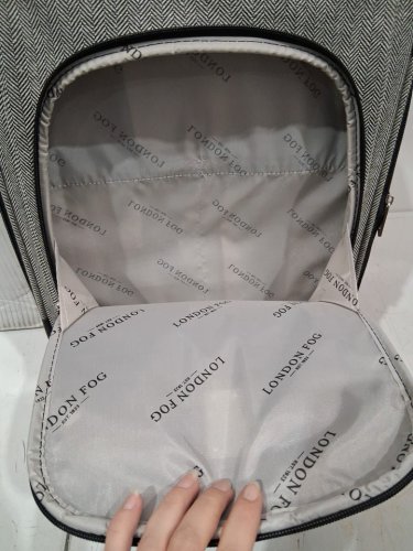 London Fog Oxford III Expandable Spinner carry on suitcase/luggage - 20" - black/white - (model: I5I0-4su)) image 3