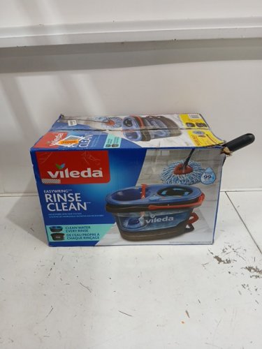 vileda easywring rinseclean spin mop & bucket system with reusable microfibre mophead & extendable handle - blue (model:170144) image 2