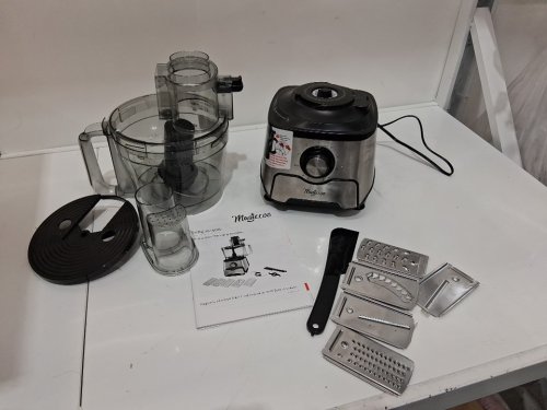 magiccos food processor with built in storage drawer & large feed chute- 7 speed & functions- 14 cups- stainless steel/black (model:fp408) image 4