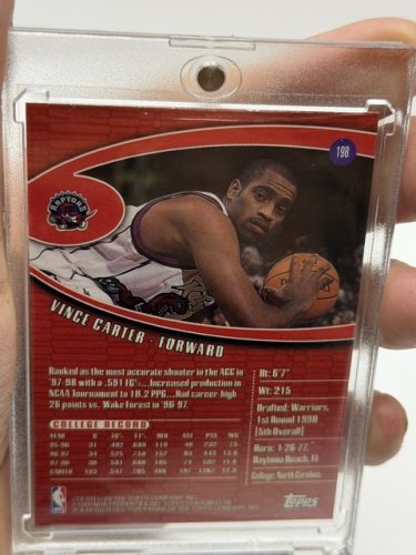 TOPPS 1999 STADIUM CLUB VINCE CARTER ROOKIE RAPTORS CARD #198 CARD image 5