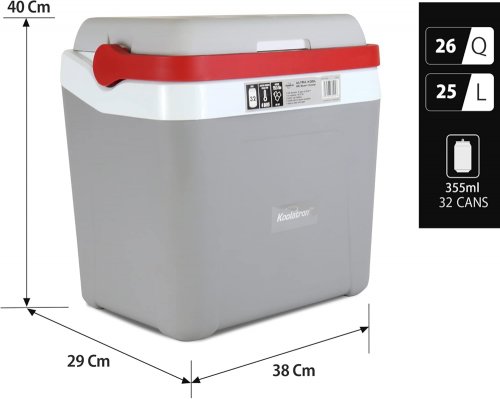 Koolatron Portable Cooler with w/Locking Carry Handle - 26QQQT - red/grey (Model: KIC-25) image 2