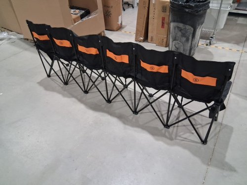 Portable Folding Sport Team/Family Bench with Multiple Storage Pockets & Carrying Bag - 96.5" x 17.7" x 32.3" - Black (Model: GV-DR6BL) image 3