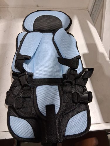 Portable Toddler/ Baby Car Seat Cushion with Safety Belt - blue/black image 2