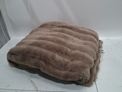 Roots home collection faux fur plush soft blanket - queen - brown (style : 1947077) image 3