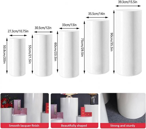 5pc cylinder pedestal stands for celebratory events - white image 2
