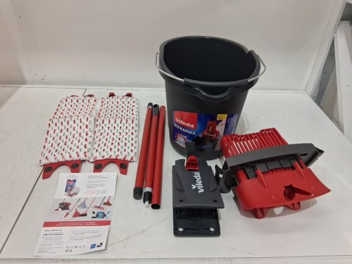 VILEDA ULTRAMAX FLAT MOP & BUCKET SYSTEM - 10L - RED/grey (MODEL: 161556) image 3