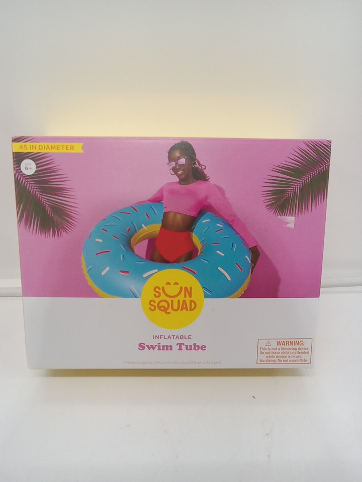 SUN squad inflatable swim tube - 45" - blue donut image 2