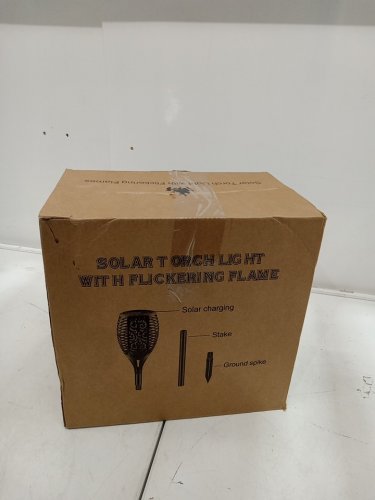 6PK TomCare Flickering Flame Solar Torch Lights Waterproof Outdoor LED Garden/Pathway Stakes - Black image 2