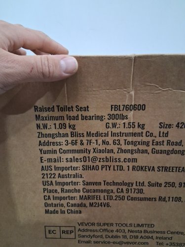 vevor raised toilet seat with screw rod locking - 4" raised height - 300lbs max capacity - white (model: fbl760600) image 3