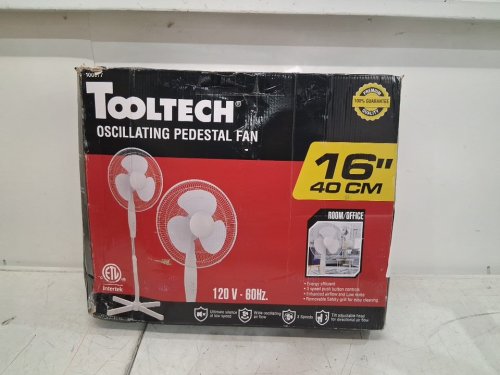 Tooltech 3-Speed oscillating pedestal fan - 16" - white (model: 100077) image 2
