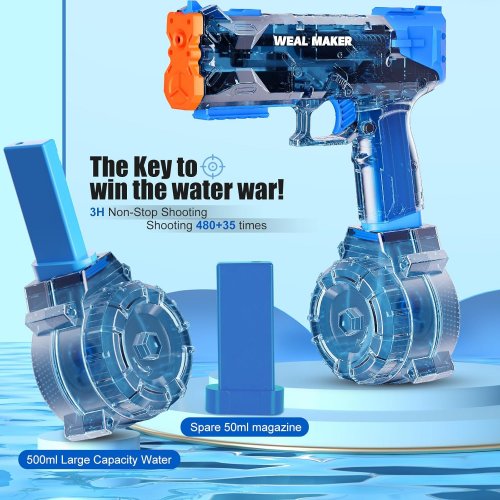 yivsen Waterproof ELECTRIC water gun - Shoots up to 32ft - blue image 2