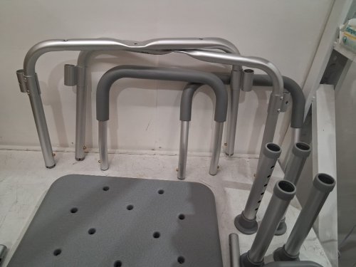 MEDLINE GUARDIAN BATH CHAIR WITH BACK AND ARMS - 350LB CAP - GREY (MODEL: G2-100KHX1) image 4
