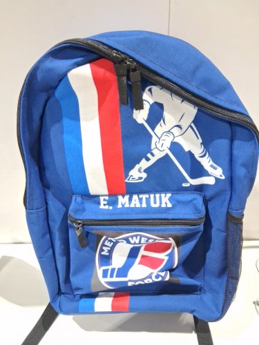 Metro West Force Kids Hockey Backpack with custom name "E. MATUK" - BLUE image 2