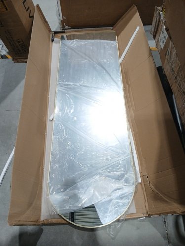 HOMCOM Arched Full Length Mirror with Stand - 64" x 20" - Gold image 4