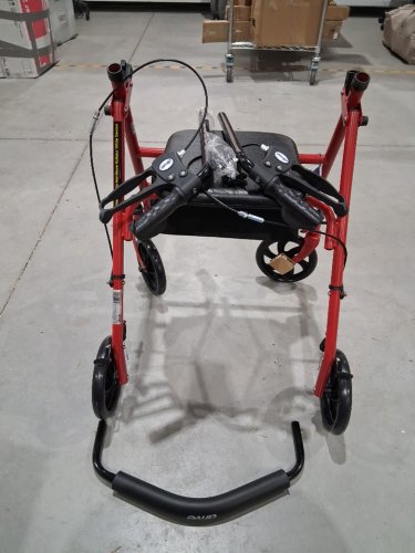 DRIVE MEDICAL 4 WHEEL ROLLATOR WALKER WITH BASKET - 300LBS CAPACITY - RED (MODEL: 10257RD-1) image 3