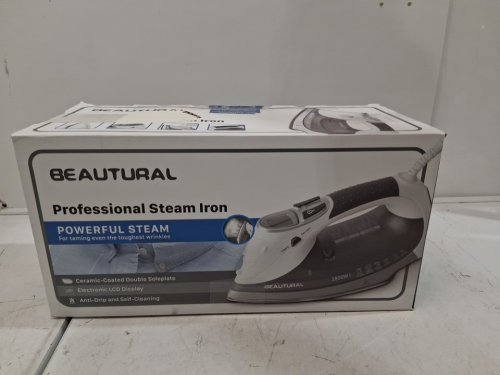 BEAUTURAL 1800W PROFESSIONAL STEAM IRON with electronic lcd display - white/grey (model: 724na-0001) image 4