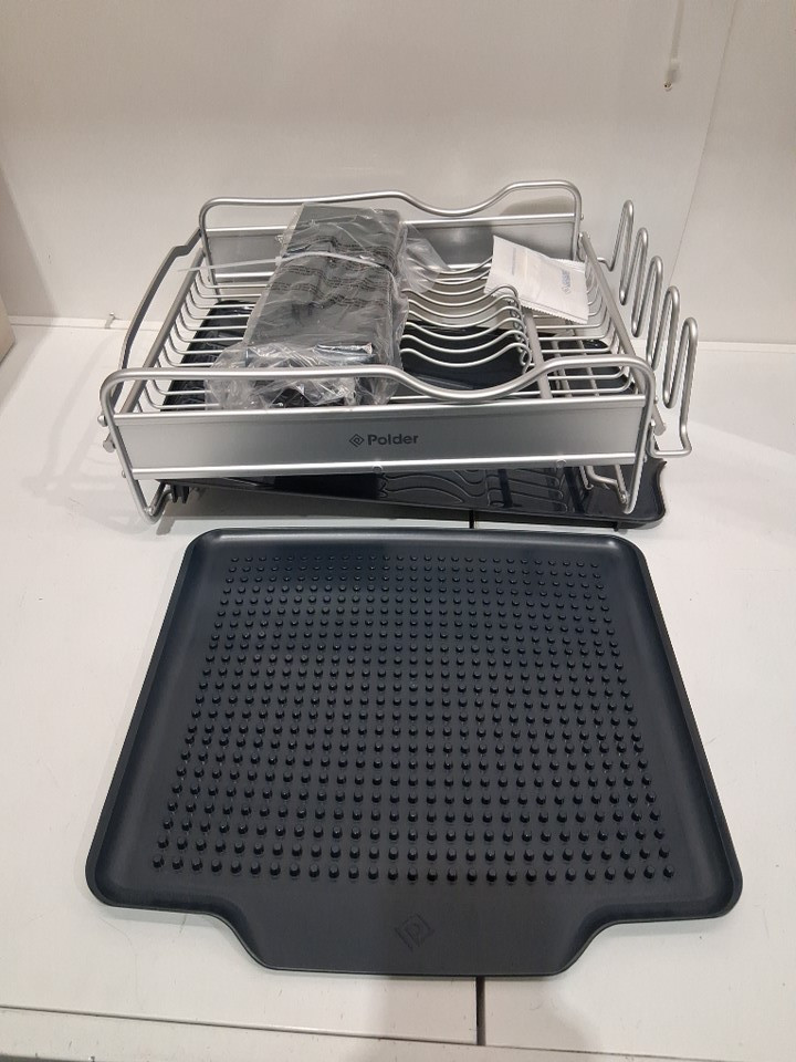 4pc polder advantage aluminum dish rack - 20.6" × 14" × 6.9" - GREY/BLUE (model: 1966478/KTH-6350CN) image 3