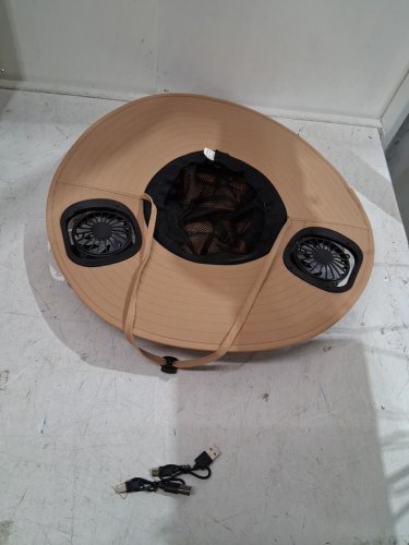 zaximap solar powered fan hat - osfm - BEIGE image 4