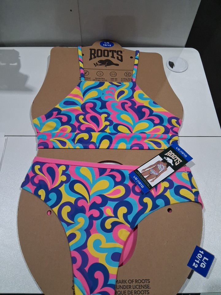 2PC Girl's ROOTS SWIMSUIT WITH ADJUSTABLE STRAPS - LARGE (10/12) - ABSTRACT Multicolour (STYLE: 7042828) image 2