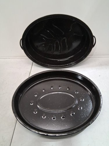 STARFRIT OVAL ENAMELED CARBON STEEL OVEN ROASTER PAN - 10QT - BLACK image 4