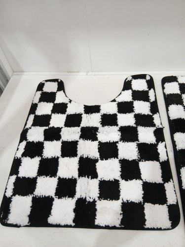 3PC Uphome Non-Slip Washable Bathroom Rugs Sets - BLACK/WHITE image 5