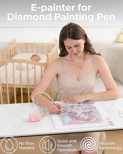 3pc E-Painter Vacuum Pen for Diamond Painting with Storage Tray - pink (model: DPP01) image 2