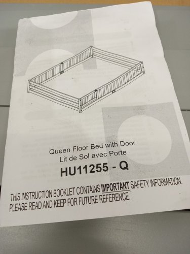 costway montessori floor bed frame with guard rails and door - queen - grey  (model: hu11255gy-q) image 7