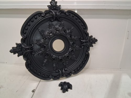 ekena millwork benson classic ceiling medallion - 28.4" x 0.75" - fits 6.5" canopies - black (model: cm28beuwf) image 4