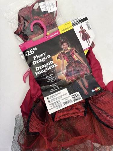 4PC GIRLS PALAMON FIERY DRAGON COSTUME - LARGE (10/12) - RED/BLACK image 2