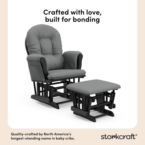 2PC Storkcraft Custom Hoop Glider and Ottoman - black/grey (model: 06550-60b-df) image 2