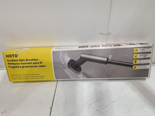 hoto electric spin scrubber brush with 6 Brush Heads - 51" handle - black (model: QWQJS001/1848324) image 2