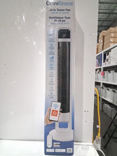omnibreeze premium 38" Rotating tower fan with wifi CONTROL, 5-SPEEDS & REMOTE - white/BLACK (model: 5333021/dc2313r-g) image 2