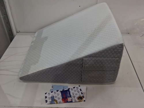 sleepnitez multi position bed wedge memory foam top triangle incline wedge pillow with pockets - 12"H - white (model: SLN12S) image 3
