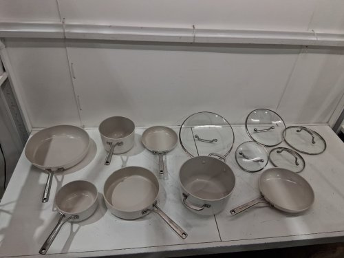 12pc kitchenaid hard anodized ceramic cookware set - off-white (model: 1804554) image 3