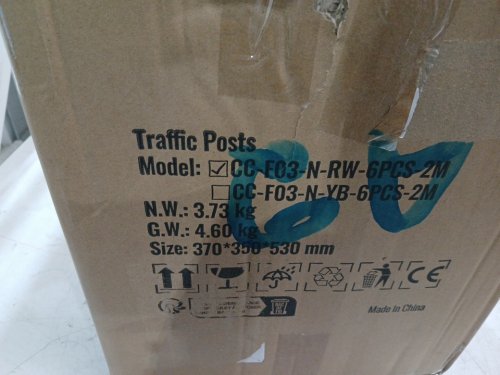 6pk traffic posts - 33.9" x 11.2" posts - (6) 6ft chain - red/white (model: cc-f03-n-rw-6pcs-2m) image 5