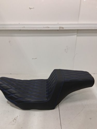 motorcycle 2 up seat for driver and passenger - for select harley models - black and blue image 2