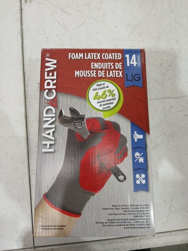 14PR HAND CREW FOAM LATEX COATED WORK GLOVES - large - RED/GREY/BLACK (MODEL: 1769987) image 2